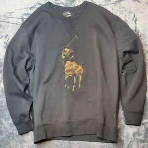 Polo by Ralph Lauren Black Crewneck Sweater with Embroidered Logo